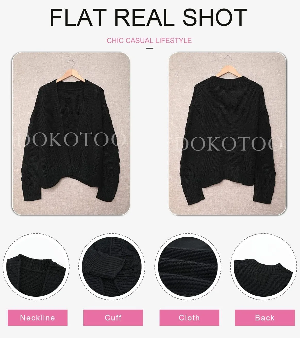 Dokotoo Womens Open Front Long Sleeve Chunky Knit Cardigan Sweaters Loose Outwear Coat