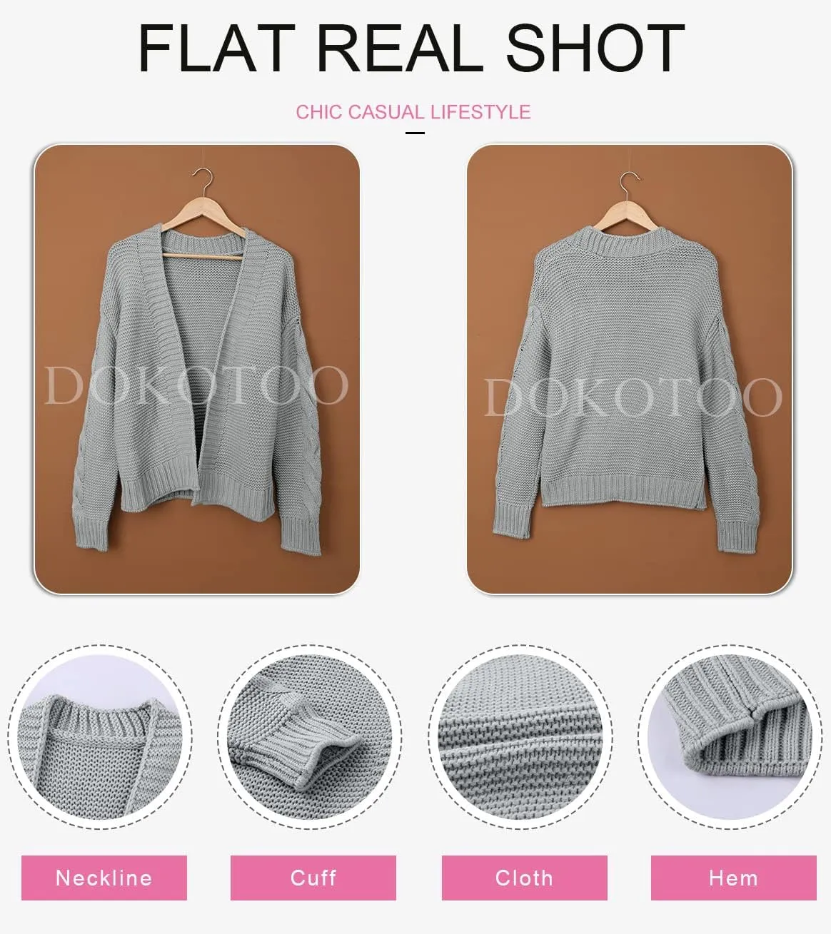 Dokotoo Womens Open Front Long Sleeve Chunky Knit Cardigan Sweaters Loose Outwear Coat