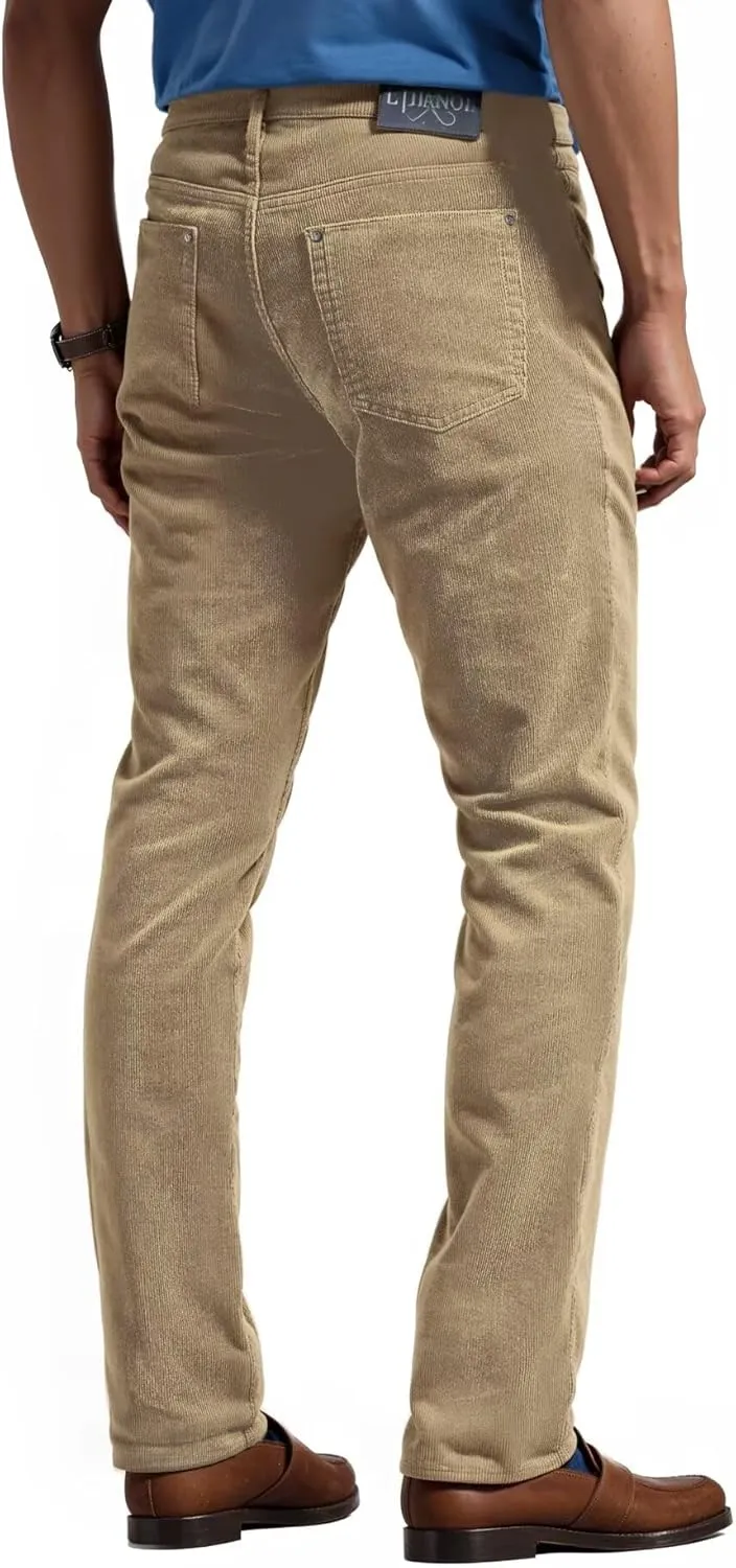 ETHANOL Men's Slim Stretchy Casual Corduroy Pant