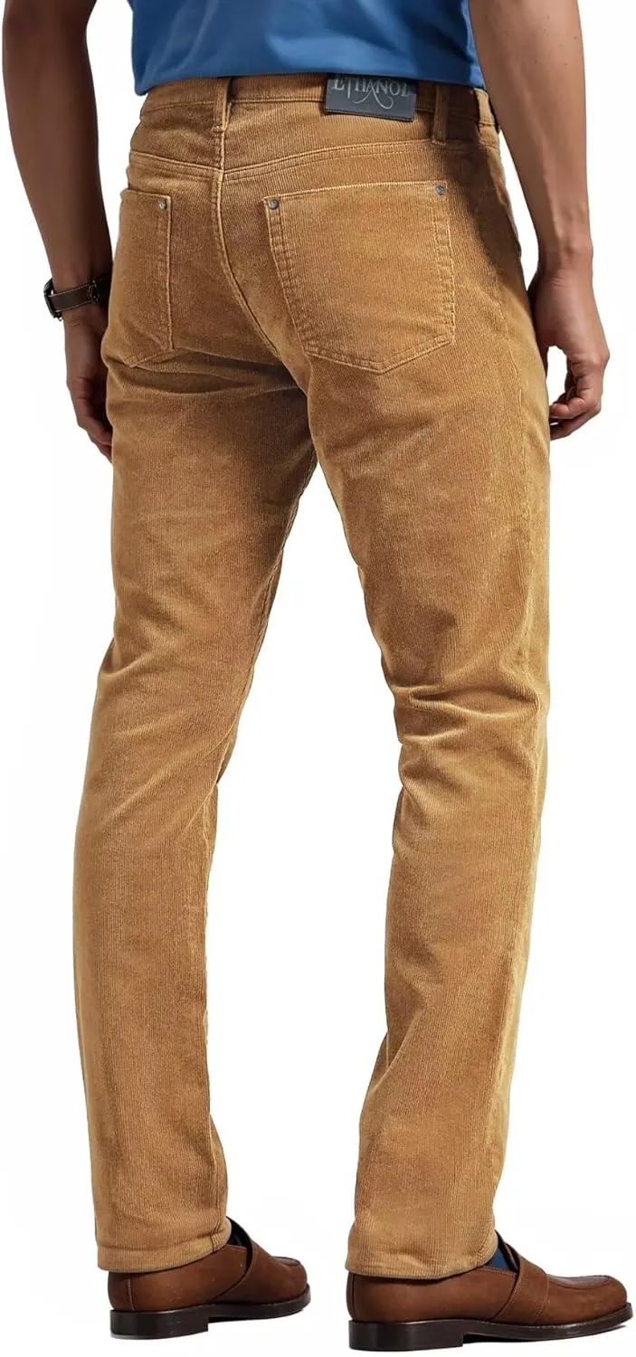 ETHANOL Men's Slim Stretchy Casual Corduroy Pant