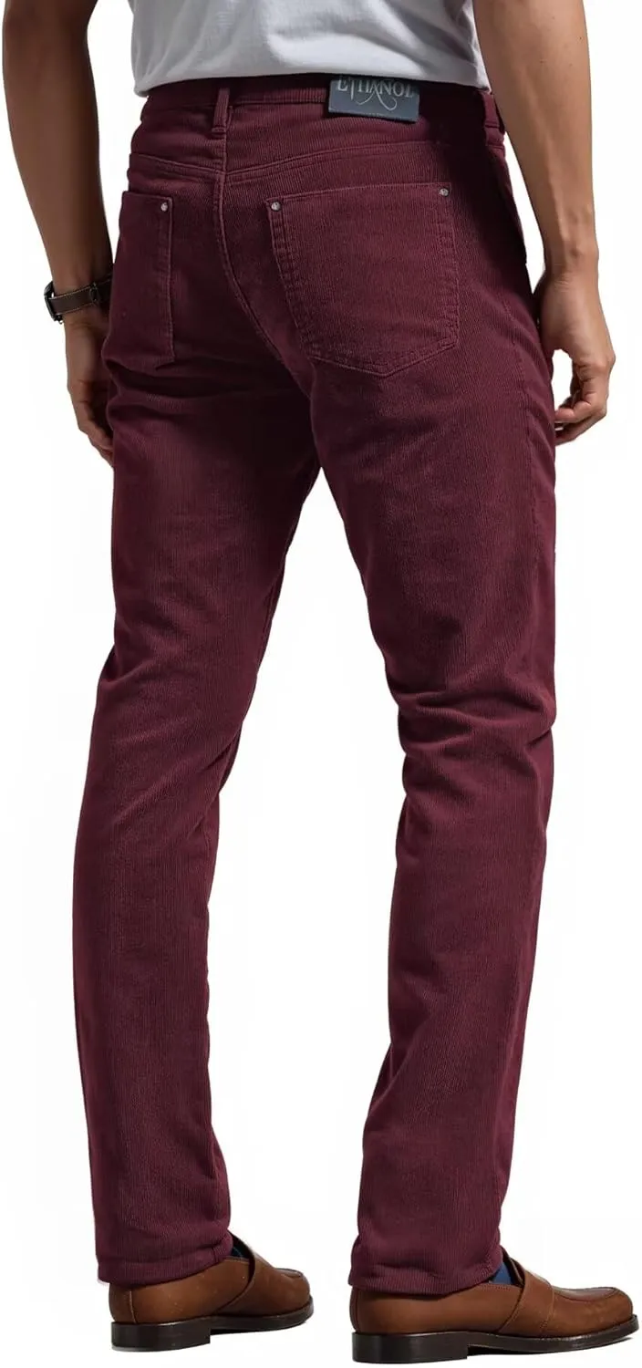 ETHANOL Men's Slim Stretchy Casual Corduroy Pant