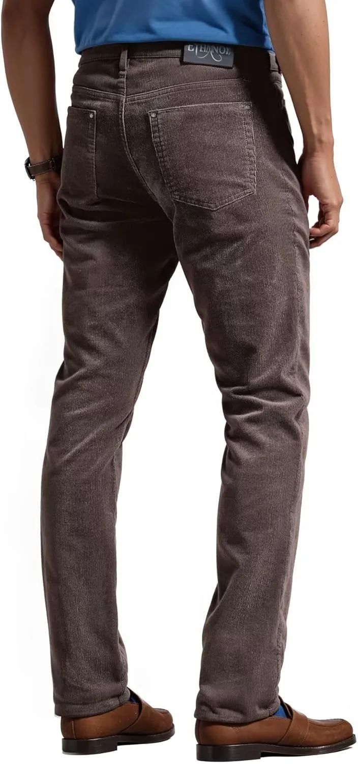 ETHANOL Men's Slim Stretchy Casual Corduroy Pant