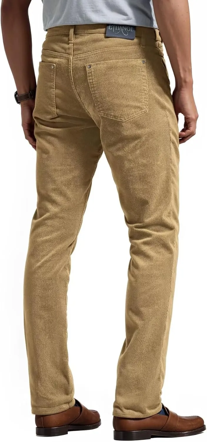 ETHANOL Men's Slim Stretchy Casual Corduroy Pant