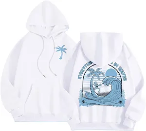 Everything Comes In Waves Sweatshirt For Women Long Sleeve Casual Sweatshirts Drawstring Pockets Comfort Fashion Hoodies