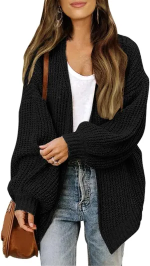 Fall Sweaters For Women 2024 Fashion Casual Open Front Long Sleeve Knitted Cardigans Sweaters Outerwear Coats