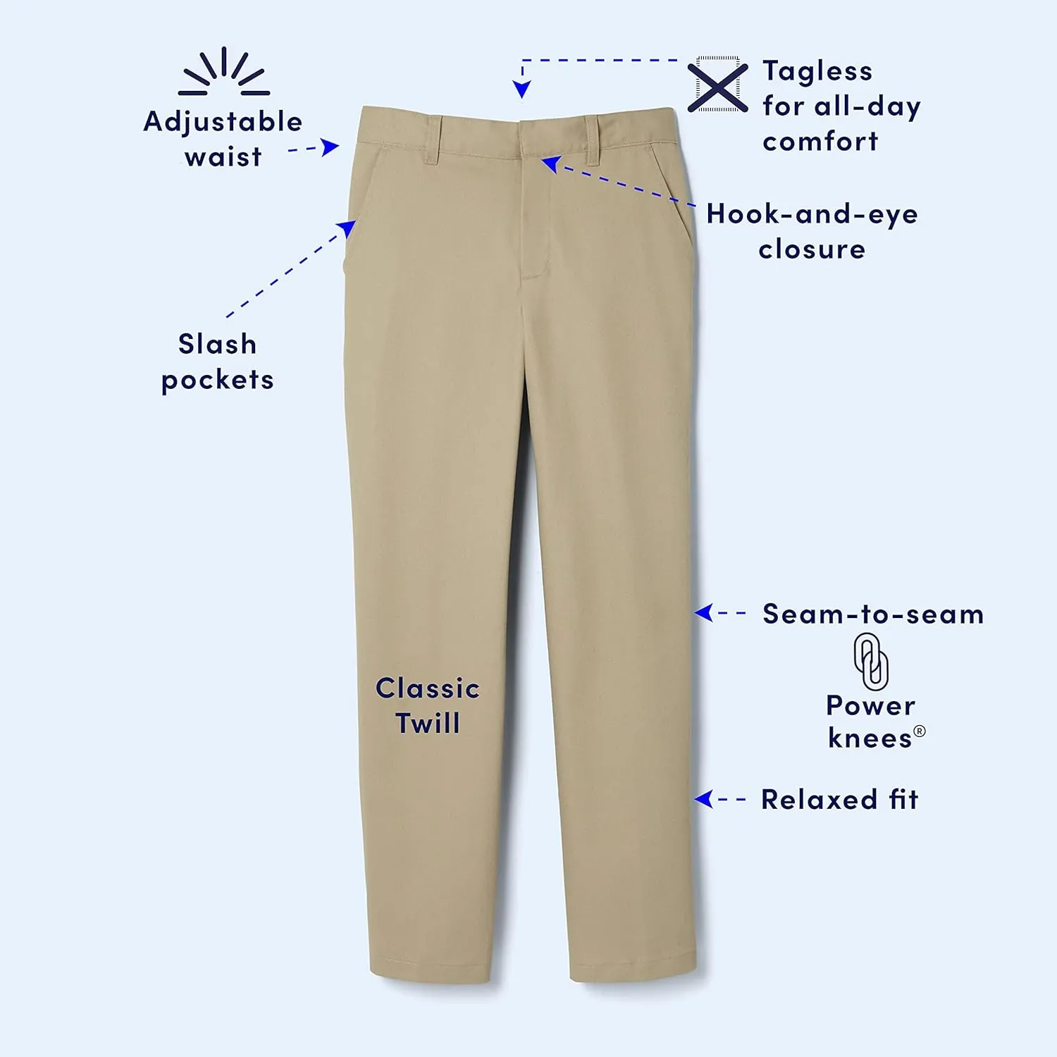 French Toast Men's Adjustable Waist Relaxed Fit Pant (Standard & Husky)