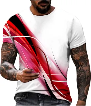 Funny Tshirts Shirts for Men 2024 Casual Short Sleeve Line Print Graphic Tee Shirts Summer Beach Crewneck Pullover