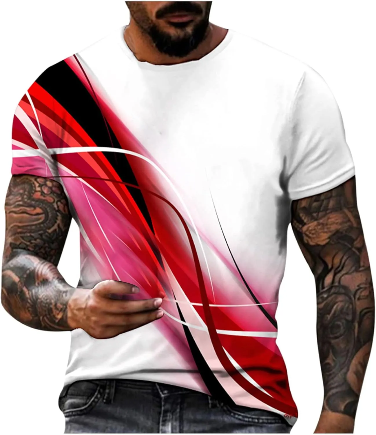 Funny Tshirts Shirts for Men 2024 Casual Short Sleeve Line Print Graphic Tee Shirts Summer Beach Crewneck Pullover