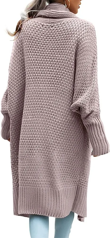 GeGekoko Womens Open Front Cardigan Sweaters Oversized Batwing Chunky Knit Outwear
