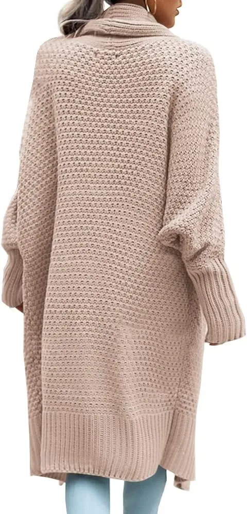 GeGekoko Womens Open Front Cardigan Sweaters Oversized Batwing Chunky Knit Outwear