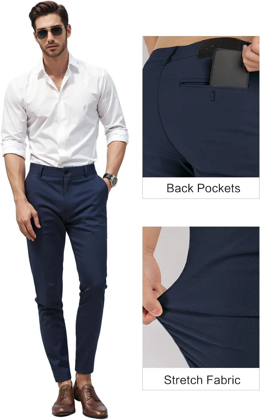 GINGTTO Mens Dress Pants Slim Fit Stretch Chino Pants for Men