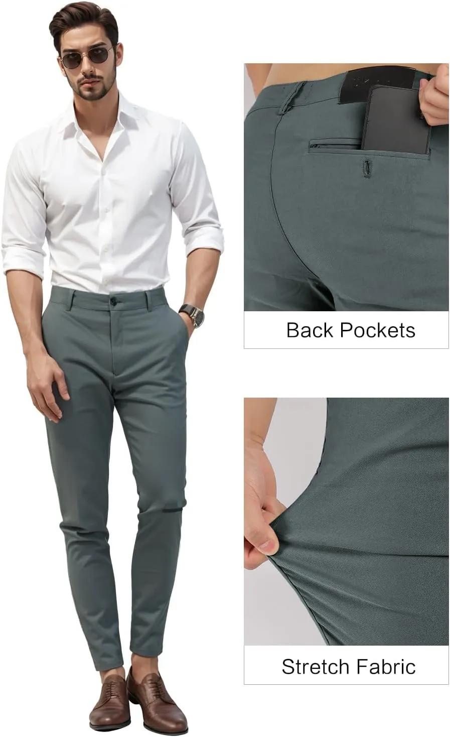 GINGTTO Mens Dress Pants Slim Fit Stretch Chino Pants for Men