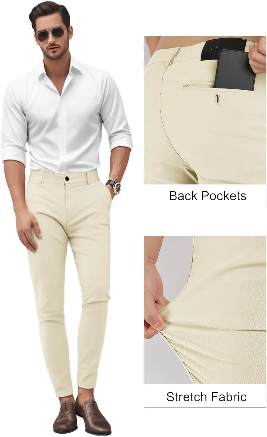 GINGTTO Mens Dress Pants Slim Fit Stretch Chino Pants for Men
