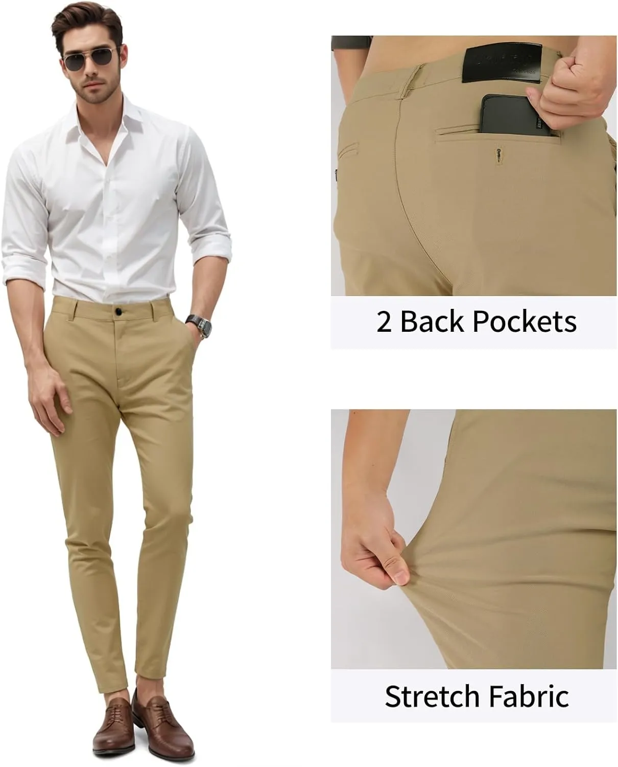 GINGTTO Mens Dress Pants Slim Fit Stretch Chino Pants for Men