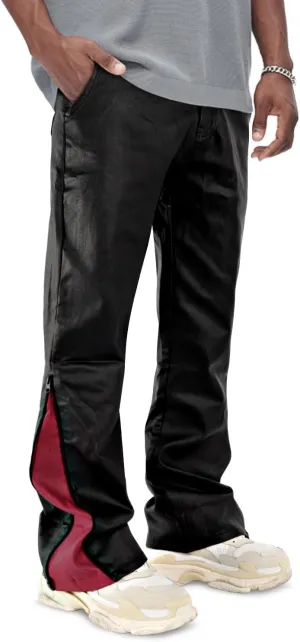 GINGTTO Mens Leather Pants Slim Fit Disco Pants for Men Stretch