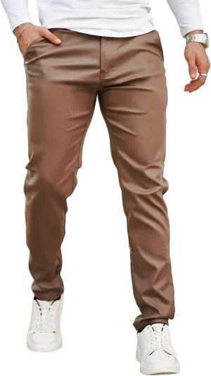 GINGTTO Mens Leather Pants Slim Fit Disco Pants for Men Stretch