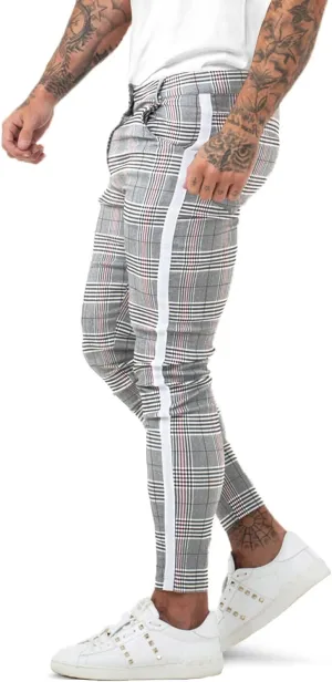 GINGTTO Mens Plaid Dress Pants Stretch Chino Pants Men Slim Fit