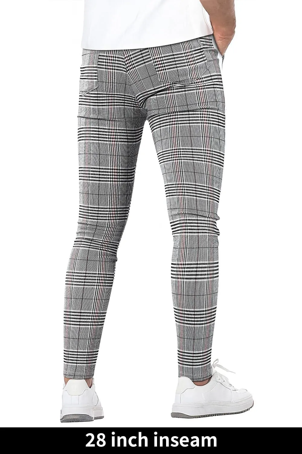GINGTTO Mens Plaid Dress Pants Stretch Chino Pants Men Slim Fit