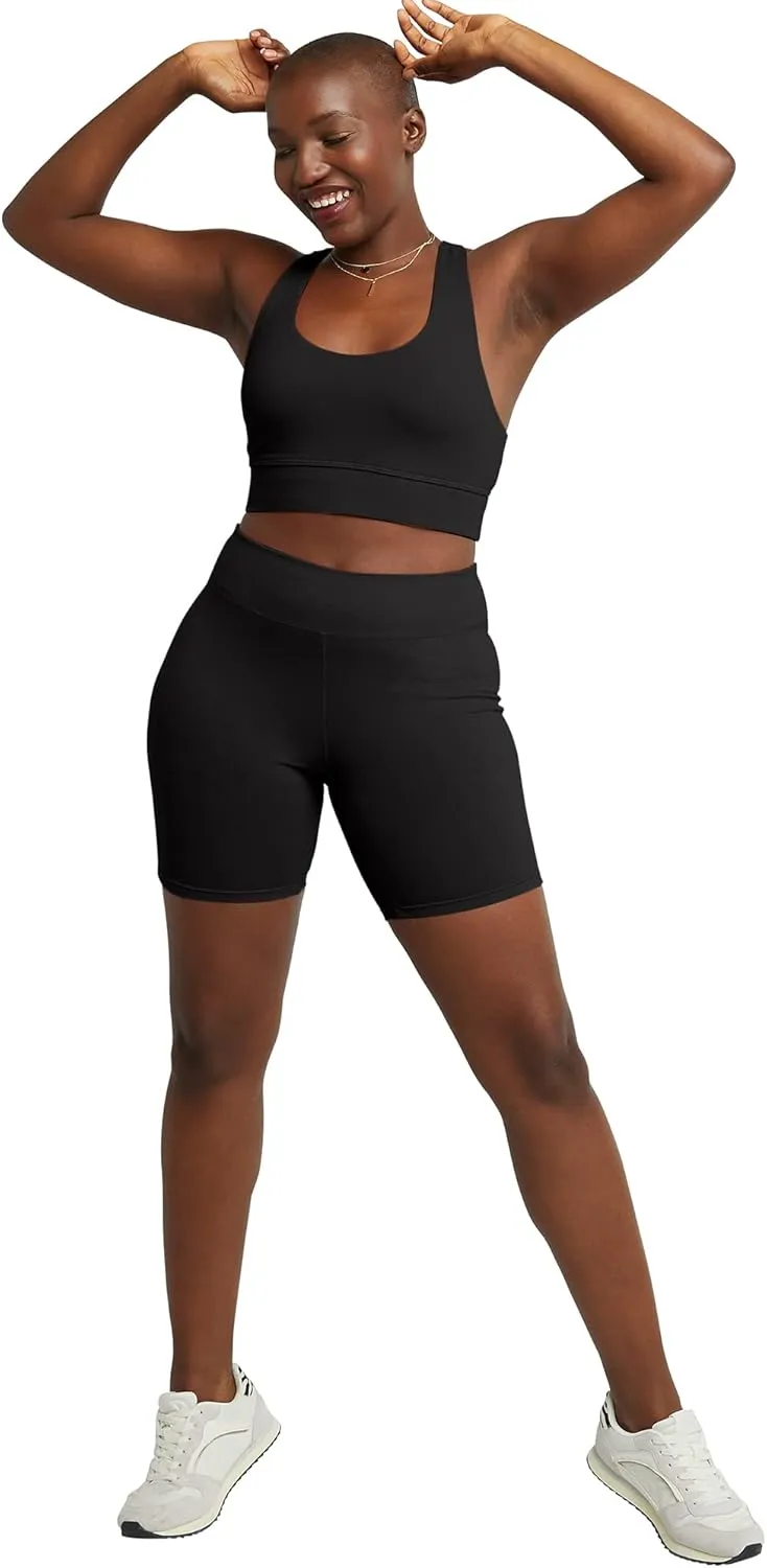 Hanes Womens Stretch Jersey Bike Shorts, Womens Cotton Sports Shorts, 7" Inseam