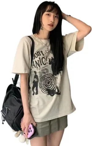 Harajuku Y2k Graphic Tee Y2k Shirt 2000s Oversized Graphic Tees Emo Vintage T Shirts Y2k Clothes