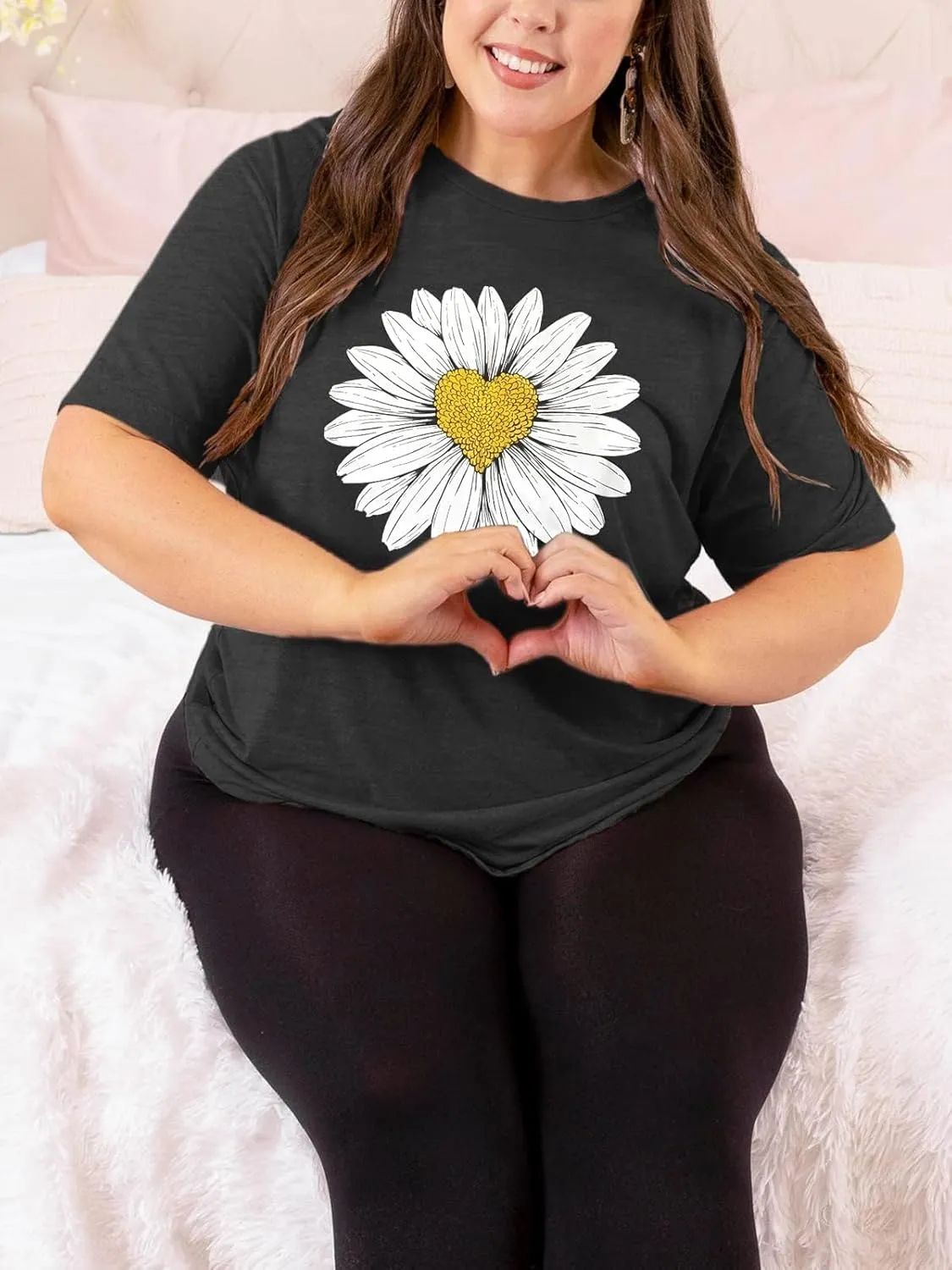 HDLTE Women Plus Size T Shirts Short Sleeve Casual Graphic Tee Tops