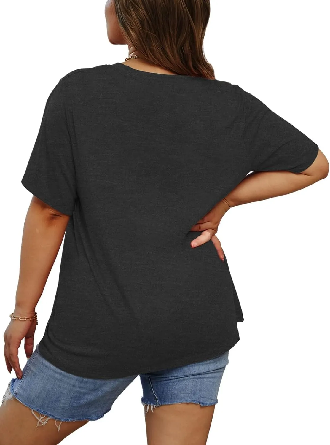 HDLTE Women Plus Size T Shirts Short Sleeve Casual Graphic Tee Tops