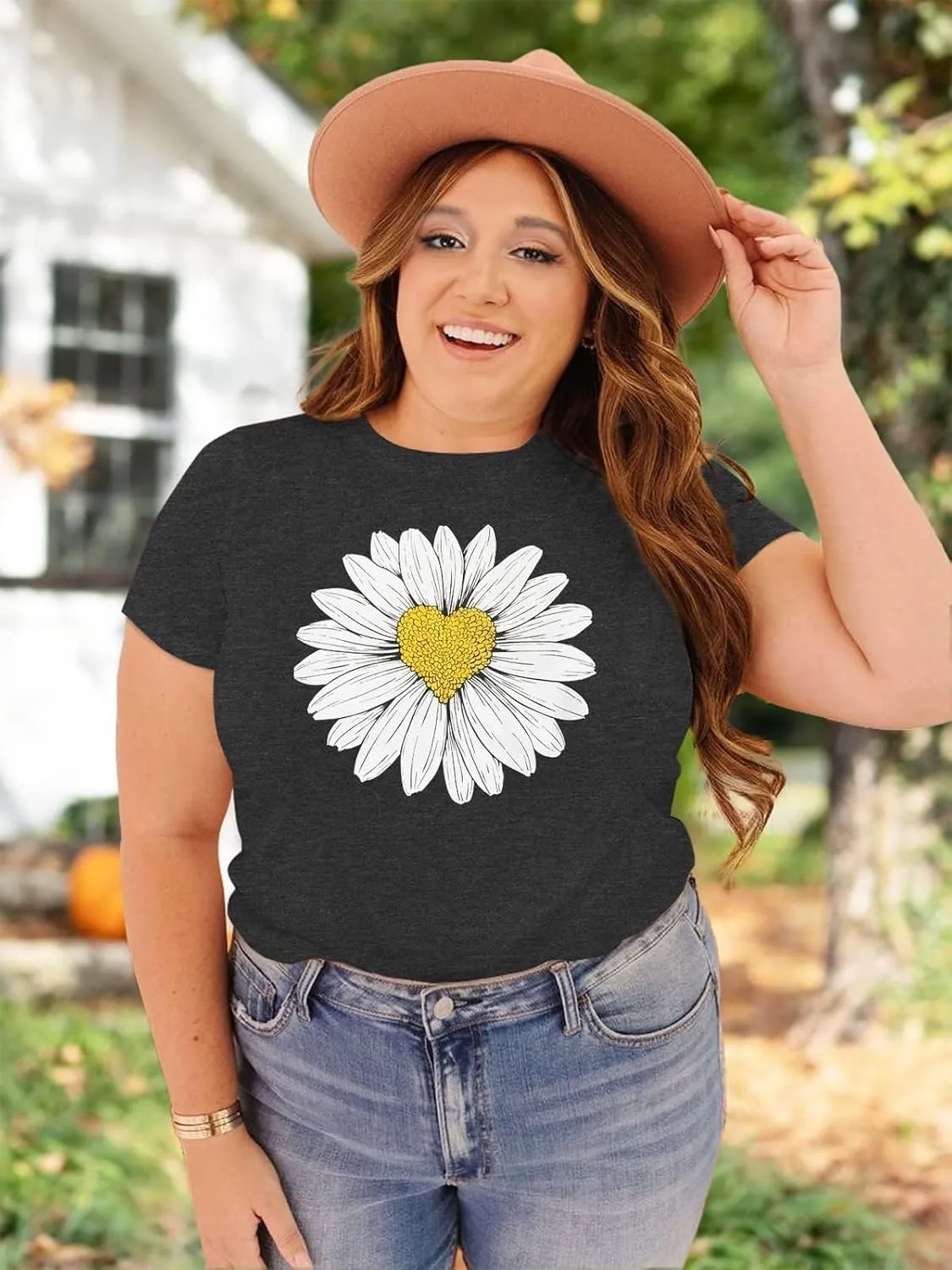 HDLTE Women Plus Size T Shirts Short Sleeve Casual Graphic Tee Tops