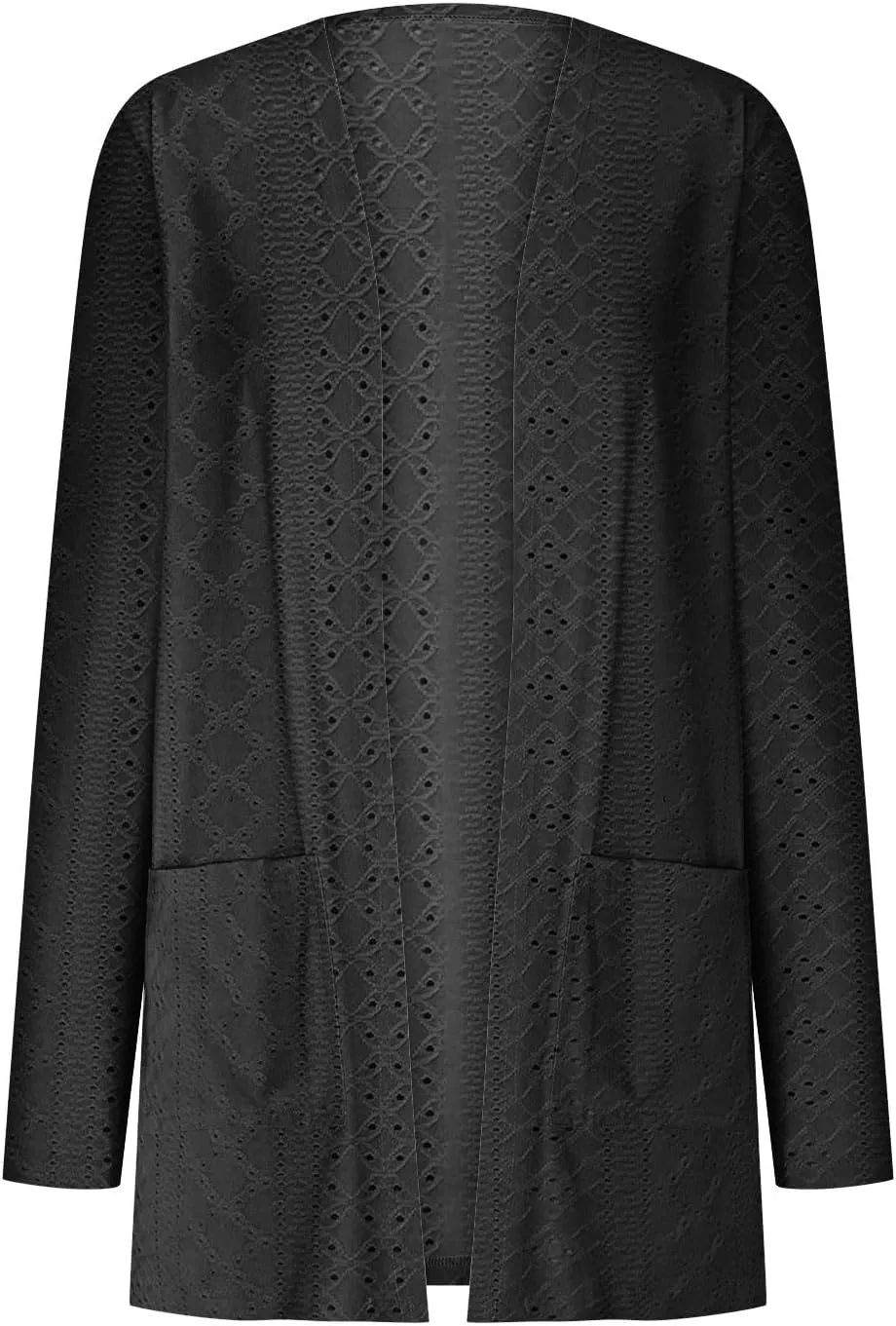 HGps8w Womens Eyelets Casual Cardigans Lightweight Open Front Long Sleeve Jackets Lightweight Fall Outerwear with Pockets