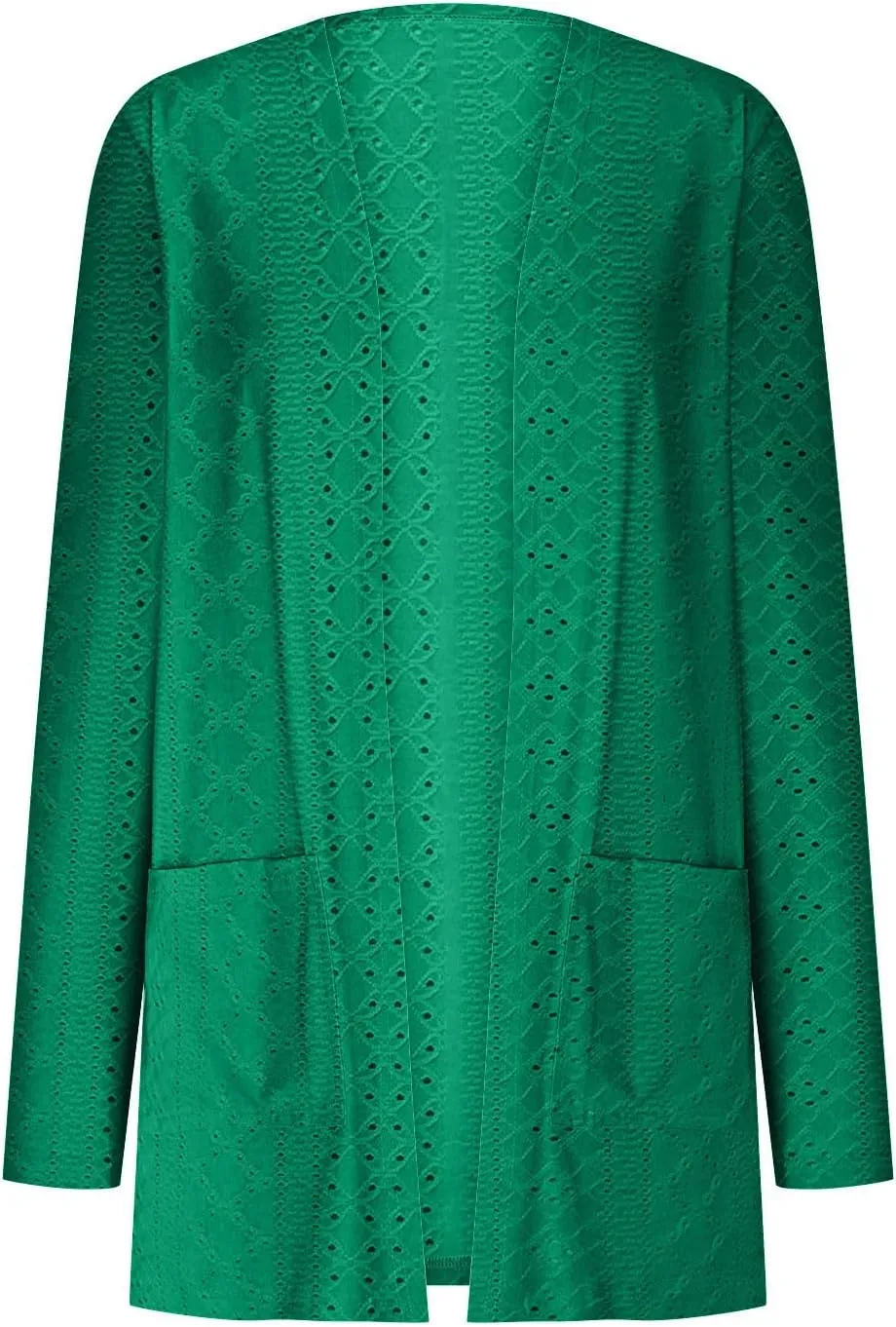 HGps8w Womens Lightweight Eyelets Cardigans Open Front Long Sleeve Jackets Lightweight Casual Fall Outerwear with Pockets