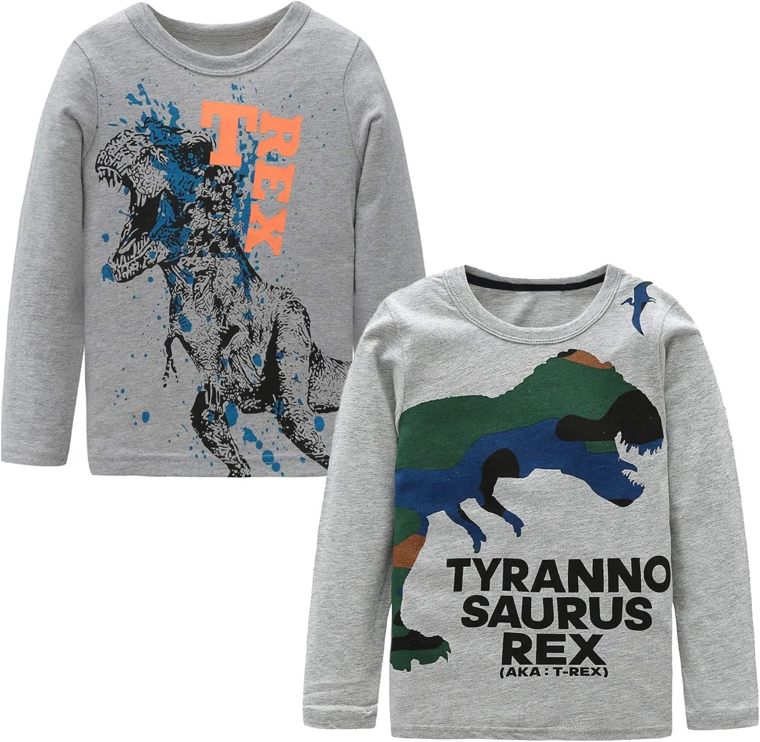 HowJoJo Boys Dinosaur T Shirts Cotton Long Sleeve Shirt Graphic Tees