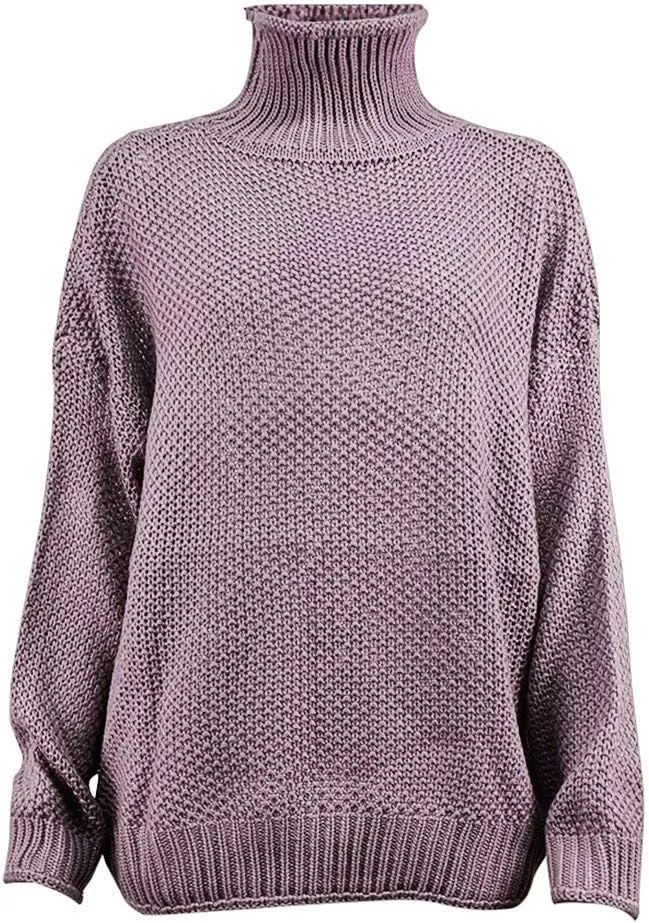iLH Sweater for Women Oversize Turtleneck Cable Knit Sweaters Long Sleeve Loose Chunky Shirts Warm Winter Pullover Tops