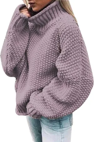 iLH Sweater for Women Oversize Turtleneck Cable Knit Sweaters Long Sleeve Loose Chunky Shirts Warm Winter Pullover Tops