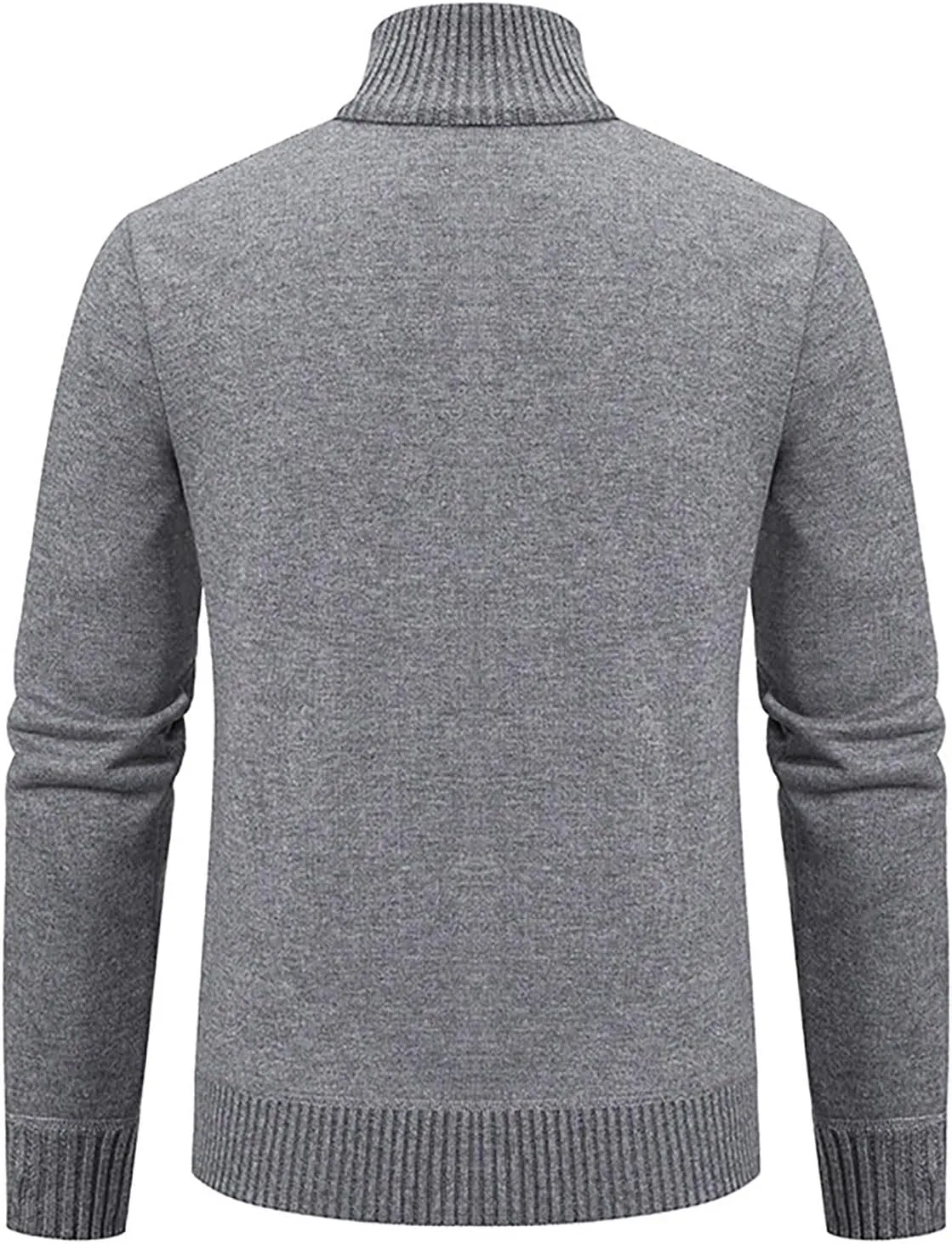 Jacket for Men's 2024 Trendy Ribbed Knit Cardigan Sweater Full Zipper Stand Collar Long Sleeves Soft Knitwear Tops