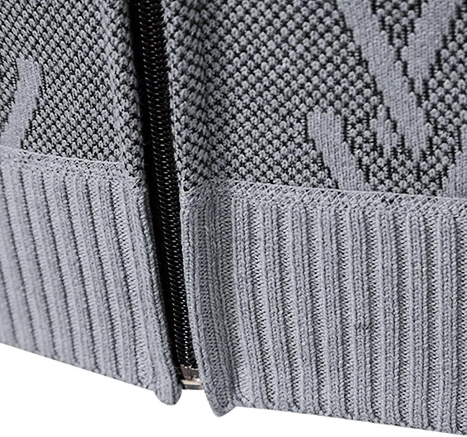 Jacket for Men's 2024 Trendy Ribbed Knit Cardigan Sweater Full Zipper Stand Collar Long Sleeves Soft Knitwear Tops
