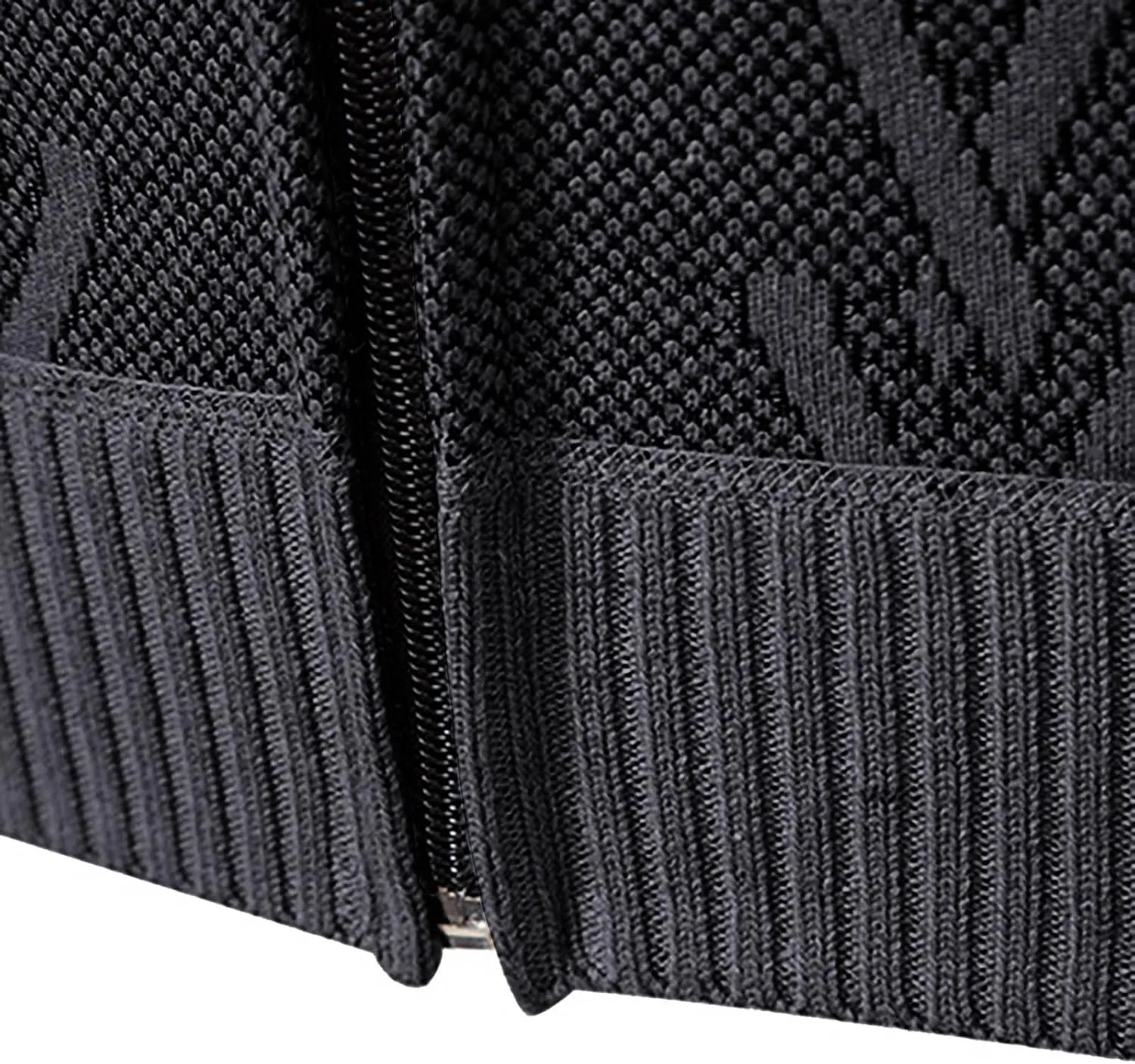 Jacket for Men's 2024 Trendy Ribbed Knit Cardigan Sweater Full Zipper Stand Collar Long Sleeves Soft Knitwear Tops