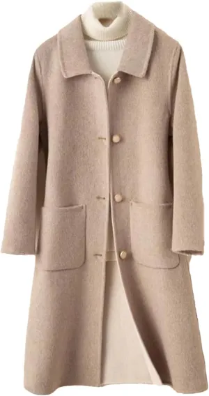 Jegsnoe Women's Single Breasted Woolen Coat Woolen Jacket Wool Blend Outerwear