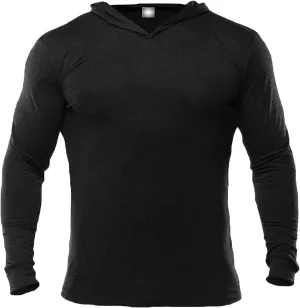 JEKE-DG Muscle Alive Mens Hoodies Long Sleeve T Shirts Plain Cotton Fashion Fit Hooded Tees Bodybuilding Seamless Workout Top (Large,Black)