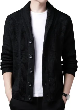 JEShifangjiusu Men'S Cardigan Sweaters Wool Blend V Neck Button Down Sweaters Casual Long Sleeve Knitwear With Pockets