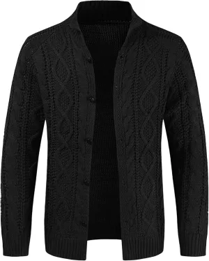 JEShifangjiusu Men'S Cardigan Sweaters Wool Blend V Neck Button Down Sweaters Casual Long Sleeve Shawl Collar Overcoat