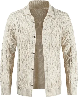 JEShifangjiusu Men'S Cardigan Sweaters Wool Blend V Neck Button Down Sweaters Casual Long Sleeve Shawl Collar Overcoat