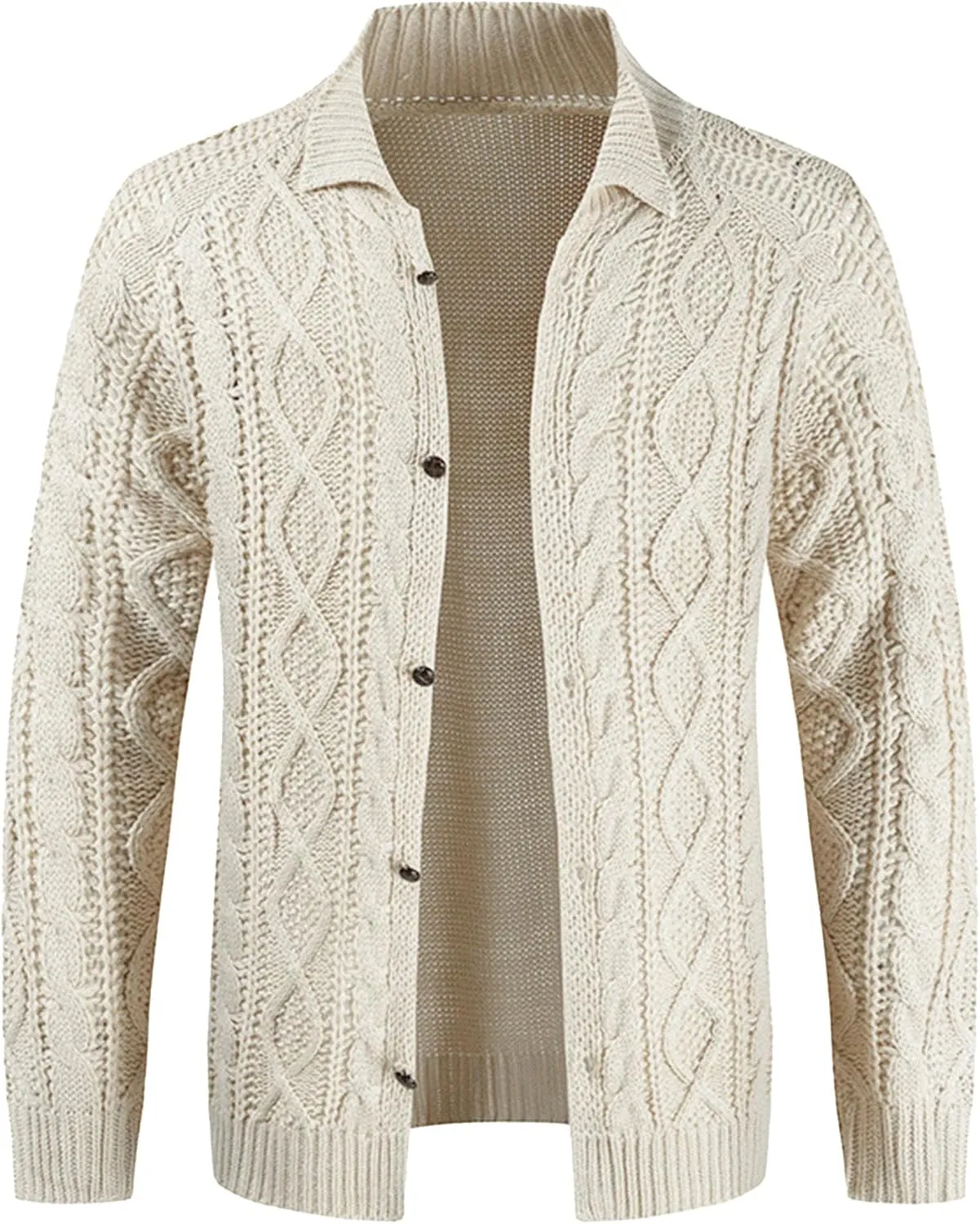 JEShifangjiusu Men'S Cardigan Sweaters Wool Blend V Neck Button Down Sweaters Casual Long Sleeve Shawl Collar Overcoat