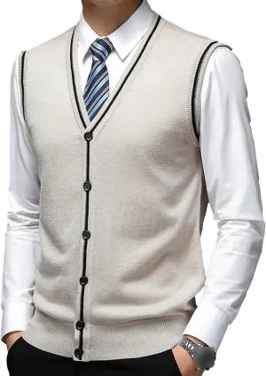 JEShifangjiusu Men'S Cardigan Sweaters Wool Blend V Neck Button Down Sweaters Casual Solid Color Lightweight Knitted Overcoat