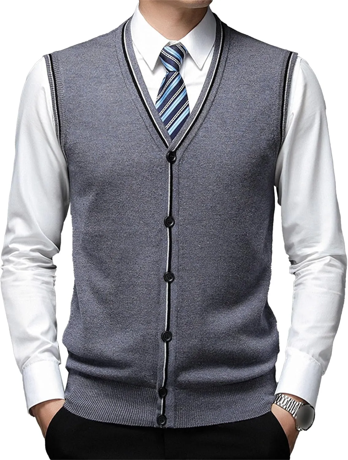 JEShifangjiusu Men'S Cardigan Sweaters Wool Blend V Neck Button Down Sweaters Casual Solid Color Lightweight Knitted Overcoat