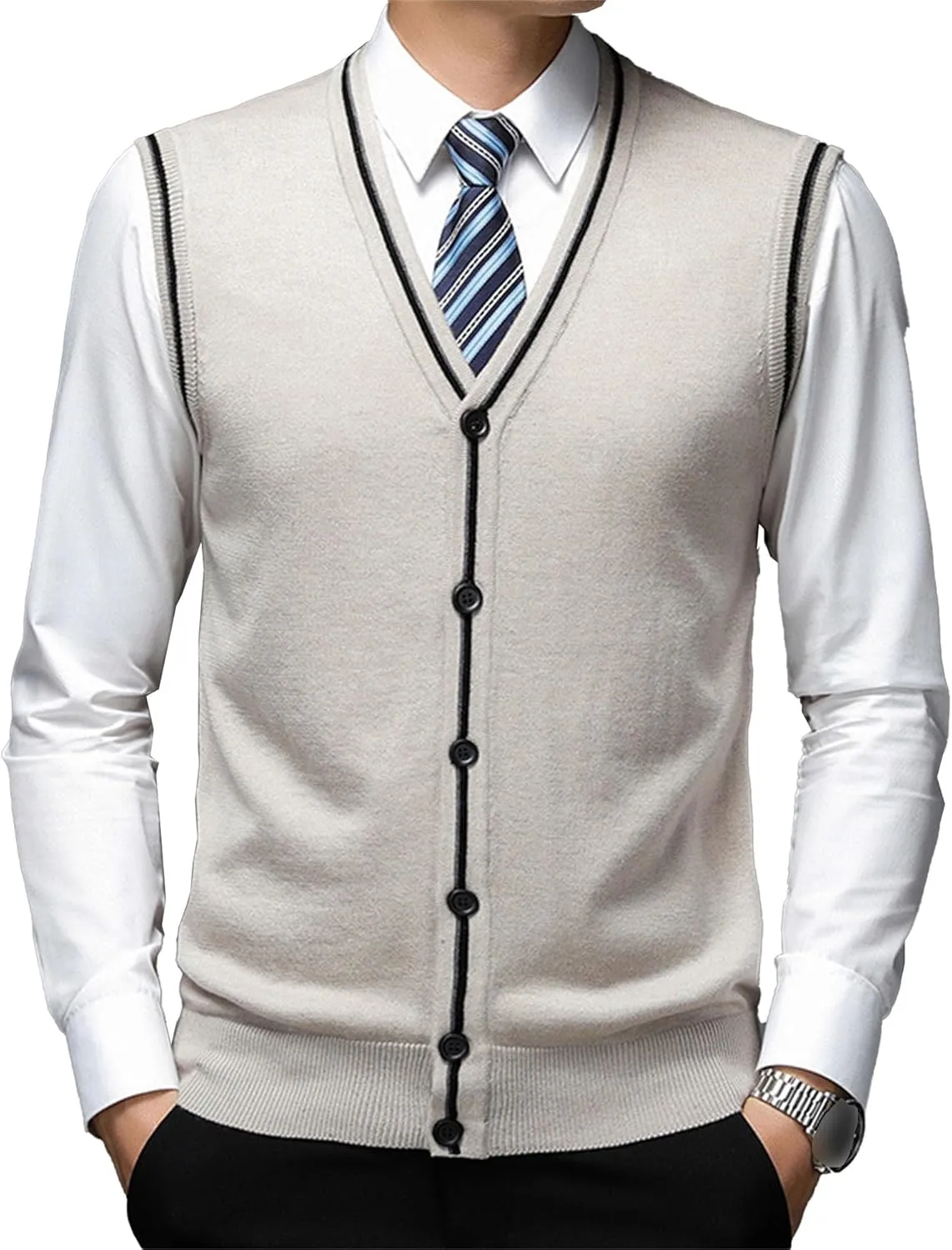 JEShifangjiusu Men'S Cardigan Sweaters Wool Blend V Neck Button Down Sweaters Casual Solid Color Lightweight Knitted Overcoat