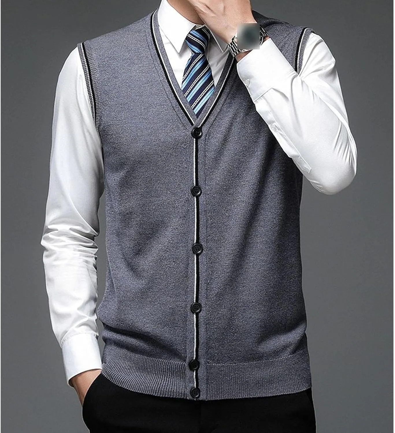 JEShifangjiusu Men'S Cardigan Sweaters Wool Blend V Neck Button Down Sweaters Casual Solid Color Lightweight Knitted Overcoat