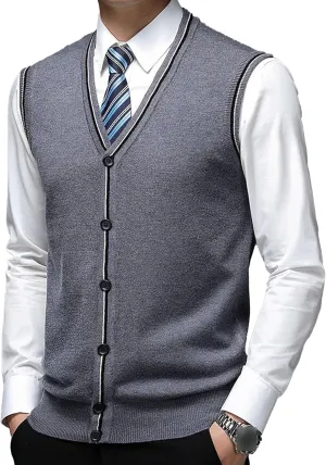 JEShifangjiusu Men'S Cardigan Sweaters Wool Blend V Neck Button Down Sweaters Casual Solid Color Lightweight Knitted Overcoat
