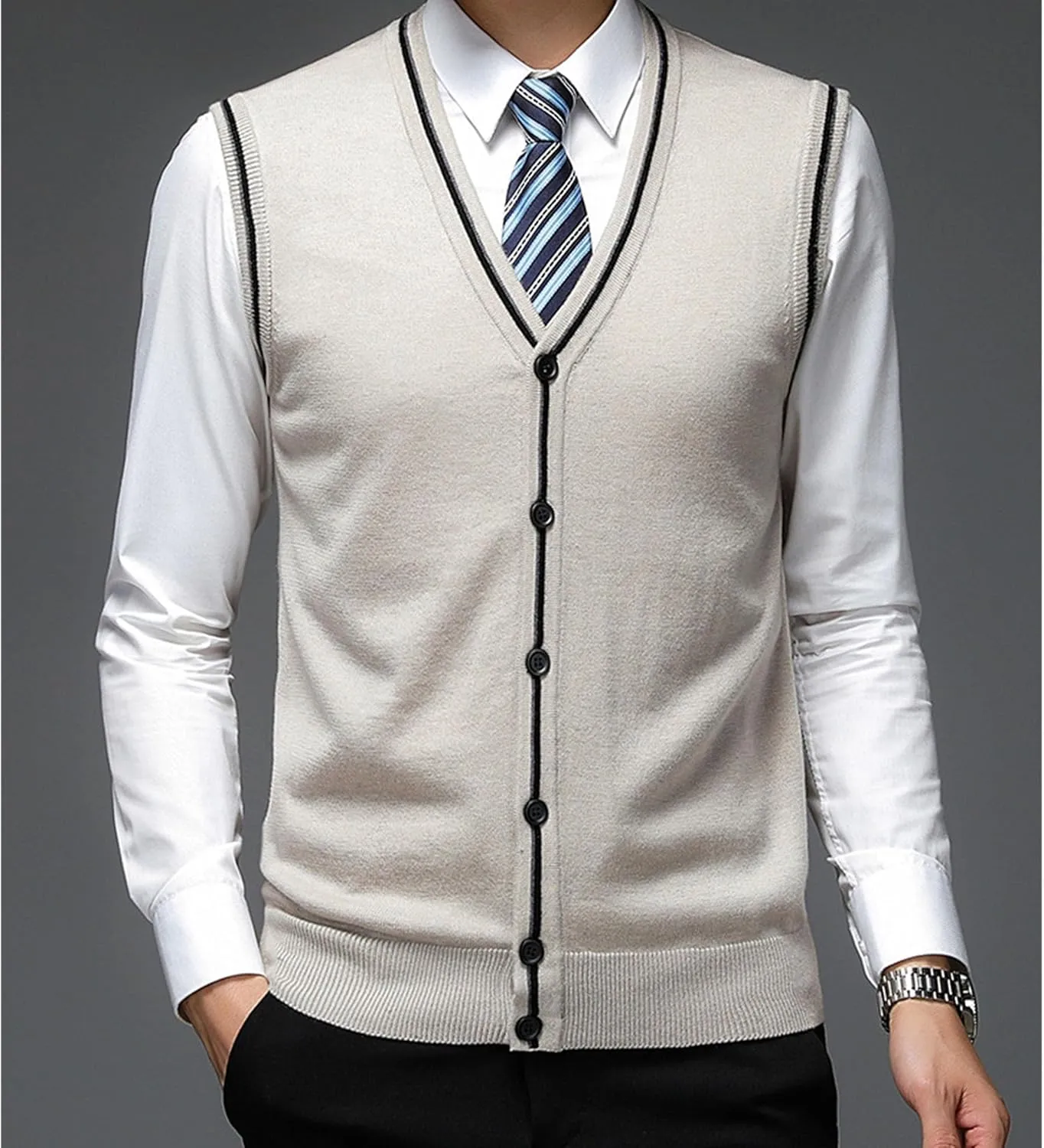 JEShifangjiusu Men'S Cardigan Sweaters Wool Blend V Neck Button Down Sweaters Casual Solid Color Lightweight Knitted Overcoat