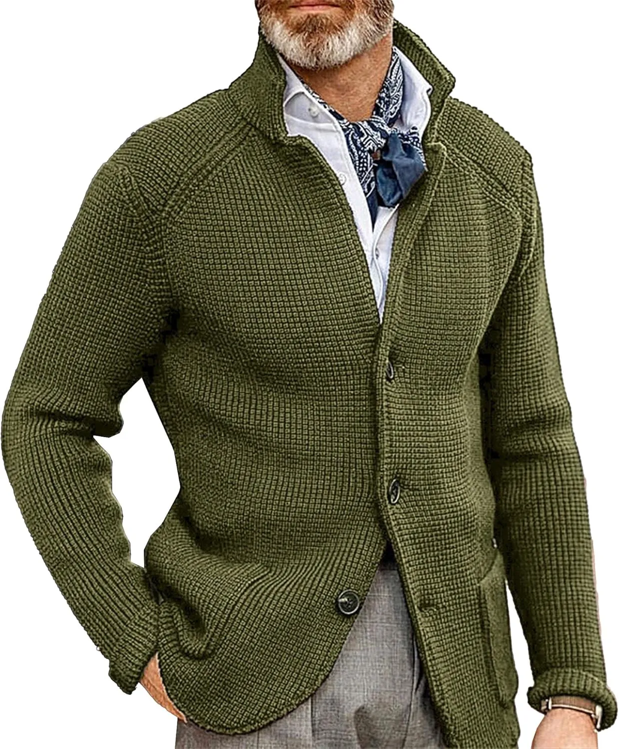 JEShifangjiusu Men'S Cardigan Sweaters Wool Blend V Neck Button Down Sweaters Long Sleeve Jacket Knitwear With Pockets