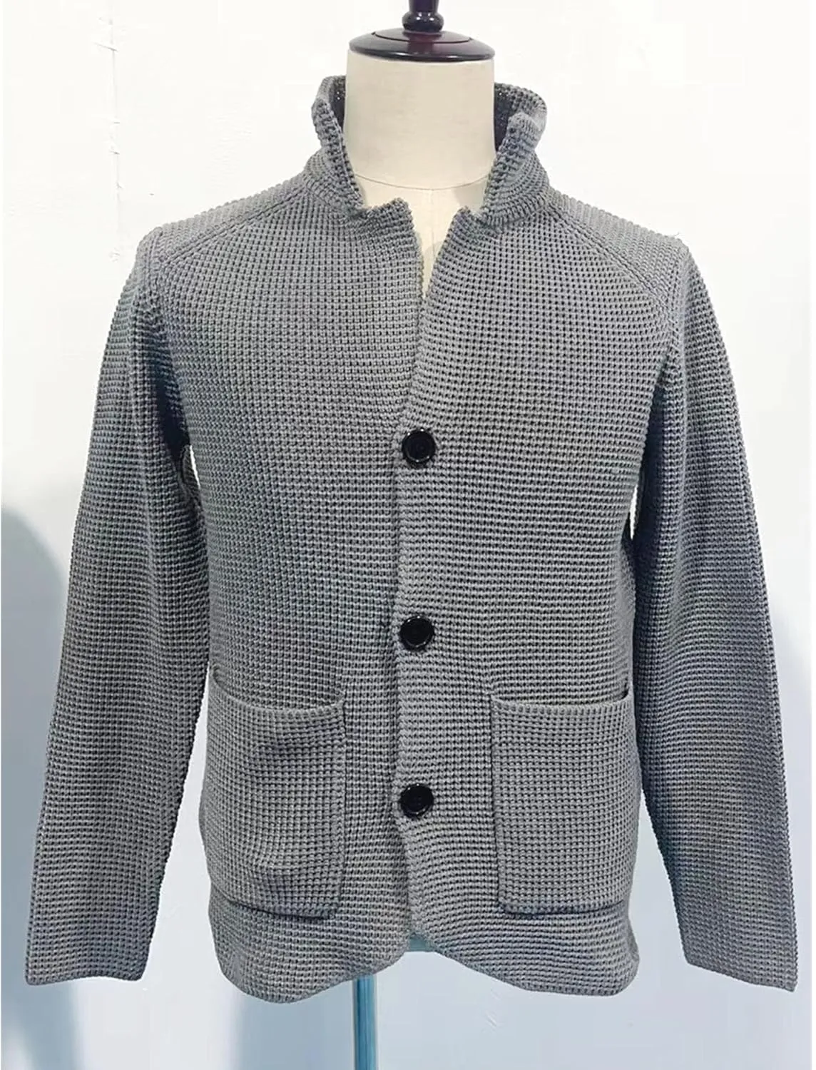 JEShifangjiusu Men'S Cardigan Sweaters Wool Blend V Neck Button Down Sweaters Long Sleeve Jacket Knitwear With Pockets