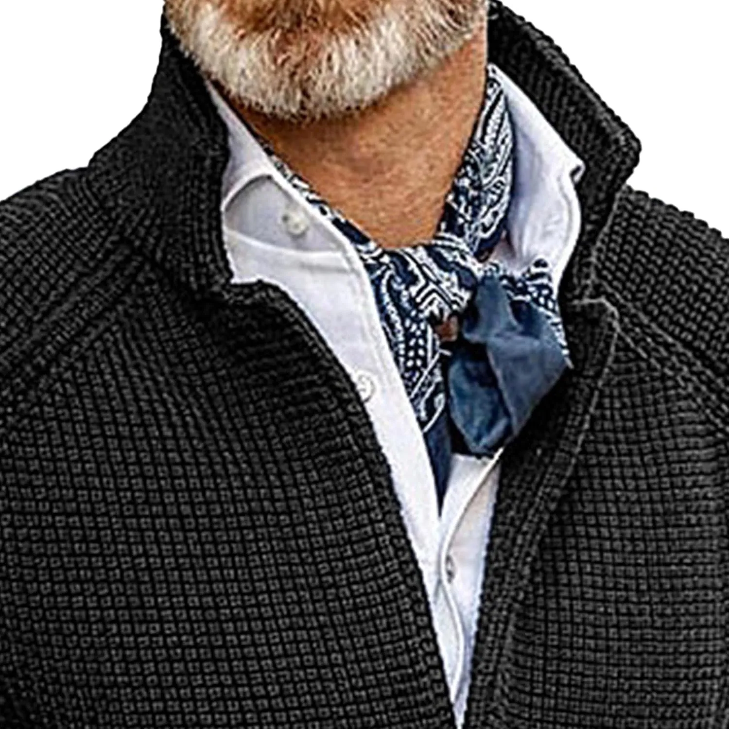 JEShifangjiusu Men'S Stand Collar Cardigan Sweaters Wool Blend V Neck Button Down Sweaters Solid Color Coat With Pockets